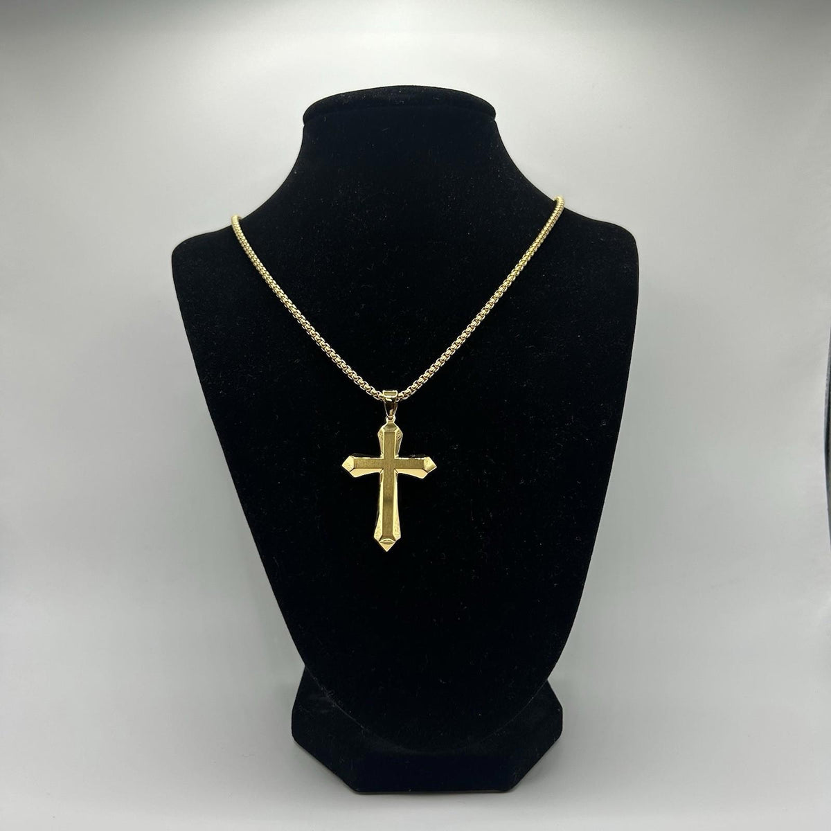 Asisinvicta Jewelry Stainless Steel Cross Pendant w/ Long Chain Goldtone 24