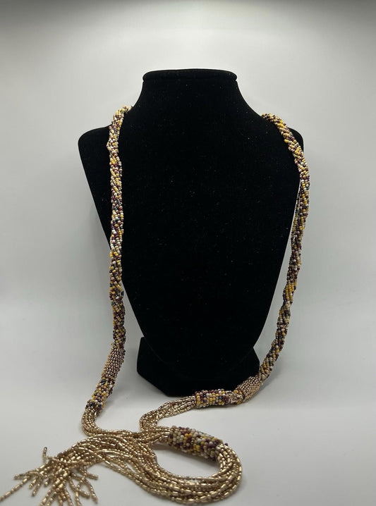 Christopher & Banks Long Seed Multi Colored Seed Beaded Y Neck Necklace