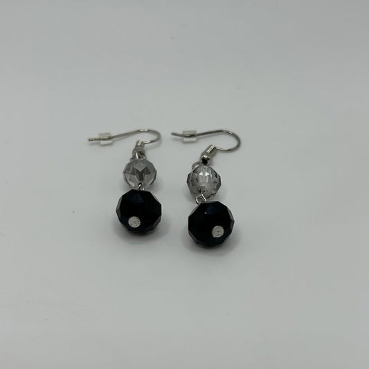 Lovita & Co. Black & Silver Beaded Dangly Earrings