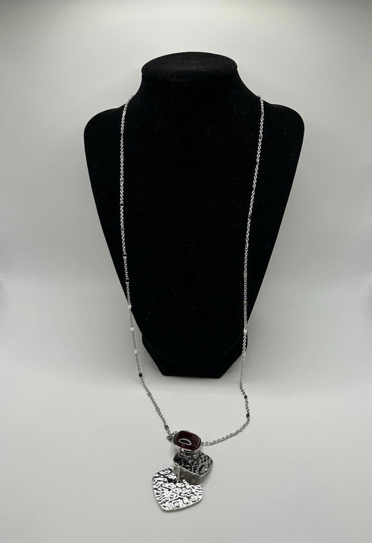 Christopher & Banks Long Cat’s Eye Wishful Red Necklace