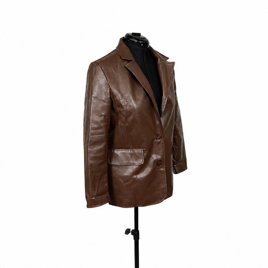 Automet Brown Faux Leather Blazer Jacket (M)