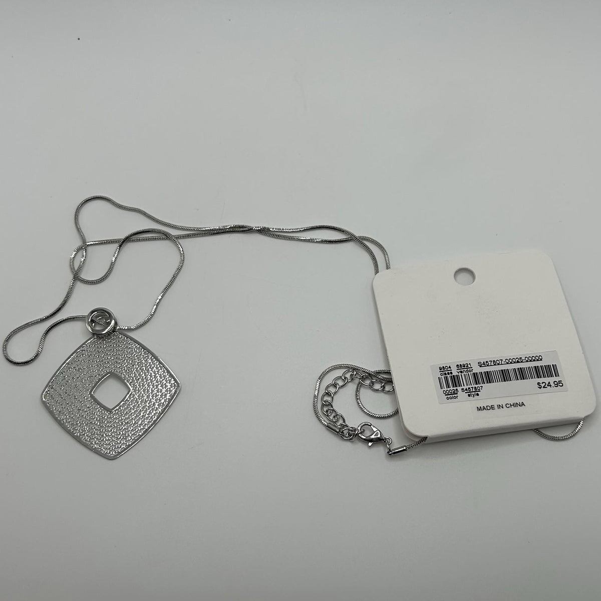Christopher & Banks Silver Delicate Square Drop 32 in Necklace