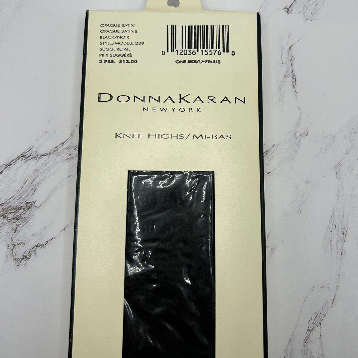 Donna Karan Opaque Satin Knee Highs (Pair) Black, Model: 229 (O/S)