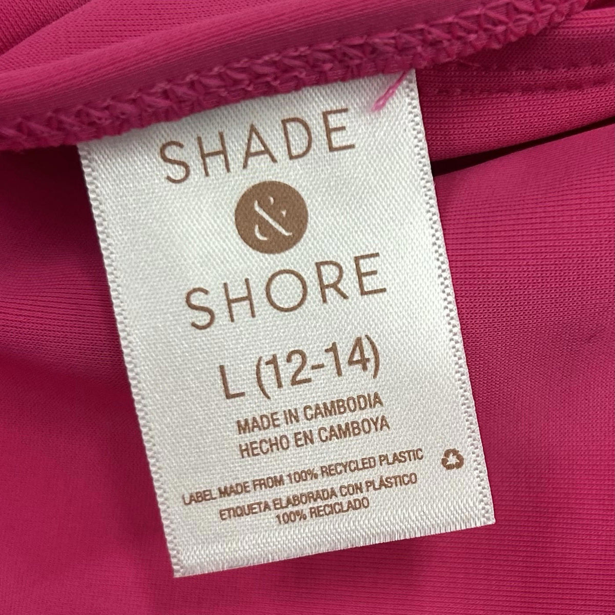 Shade & Shore Low Rise High Leg Pink Bikini Bottom (L 12-14)