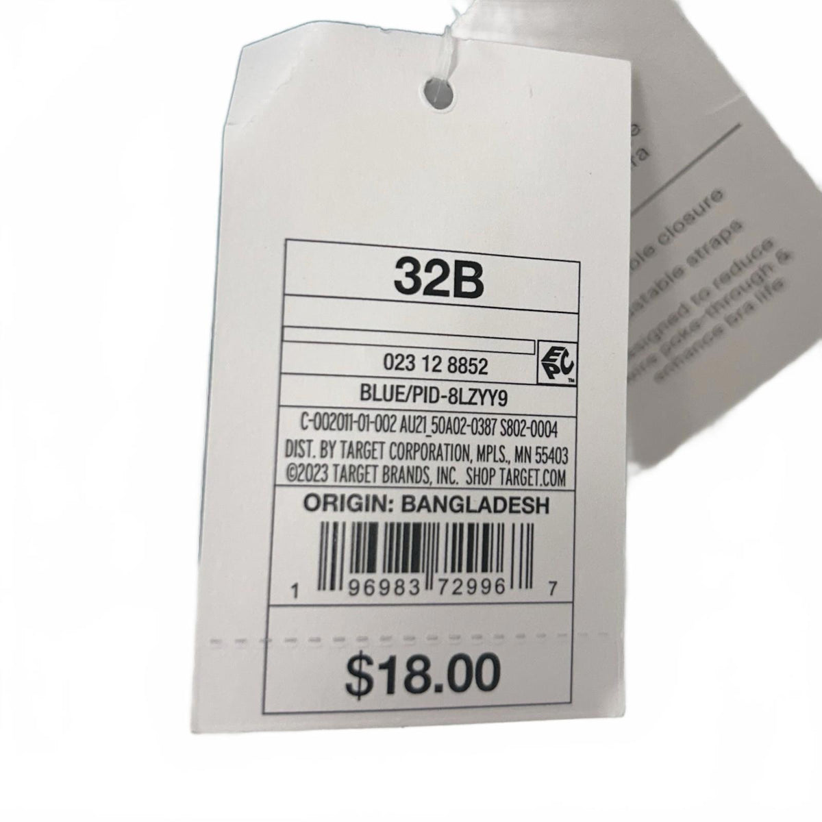 Auden Blue Lightly Lined Demi Long Lined Bra (32B)