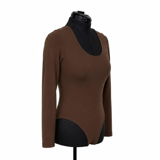 Pumiey Brown Fitted Long Sleeve Body Suit (2XL)