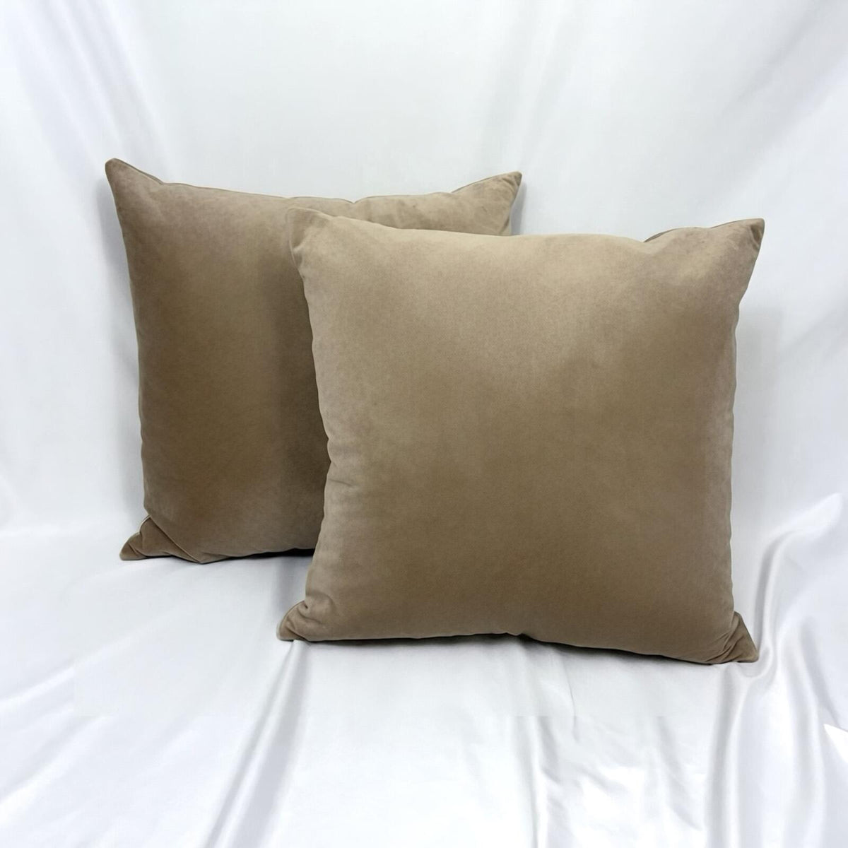 Beige Velvet Decorative Pillow (18in X18in)