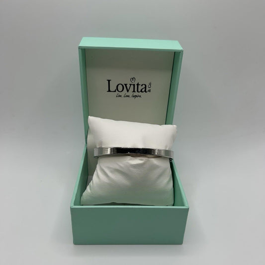 Lovita & Co. Silver Colored Metal Cuff w/ Crystal Accent Bracelet