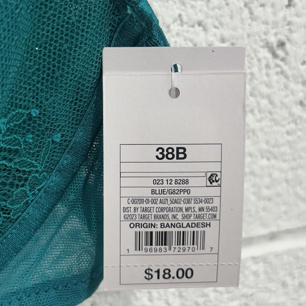 Auden Teal Unlined Balconette Underwire Bra (38B)