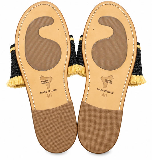 Casa Del Sandalo Capri Beige & Black Custom Slide Sandals (W Size 40)