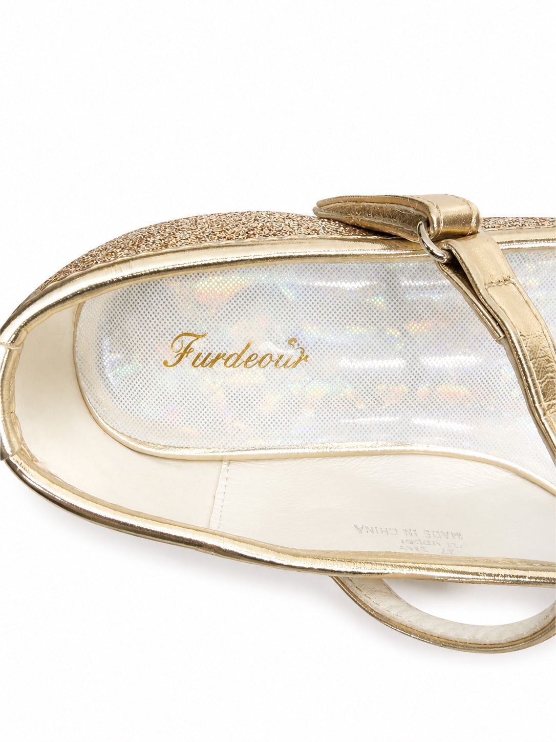 Furdeour Gold Sparkle & Bow Closed Toe Shoes (Child's Size 3)