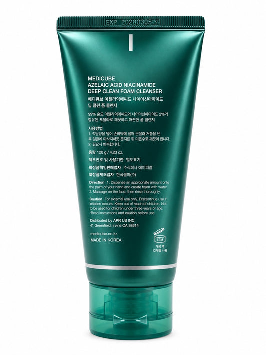Medicube Azelaic Acid Niacinamide Deep Clean Foam Cleanser 10% -Korean Skin Care