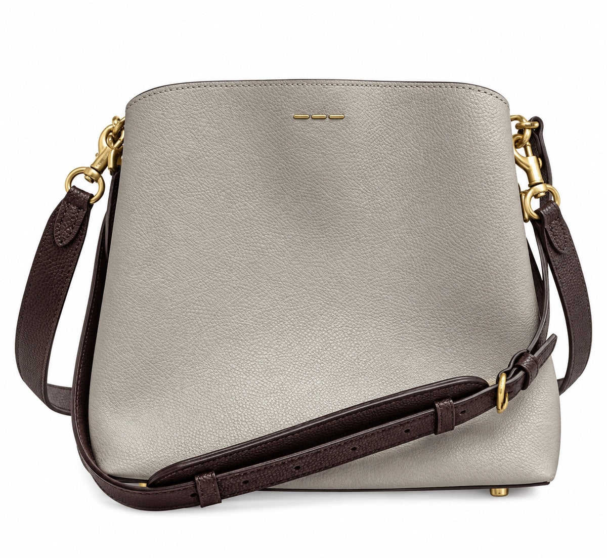 Coach Gray & Brown Polished Pebble Leather Willow Bucket Bag