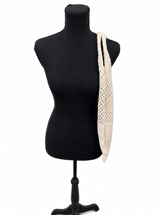 Medium Sized Cream Knitted Beach Bag
