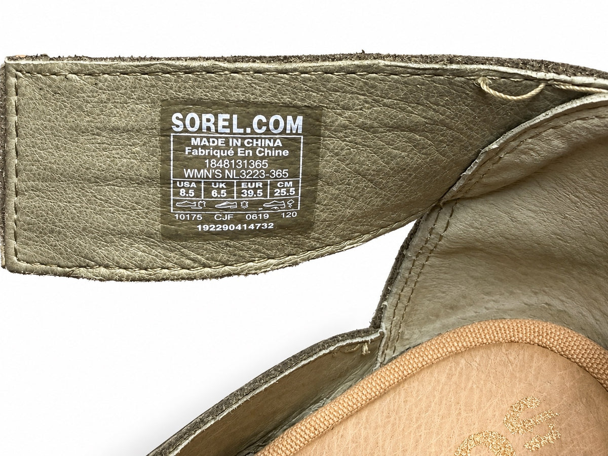 Sorel Joanie Green Lac Up Wedge Sandals (W 8.5)