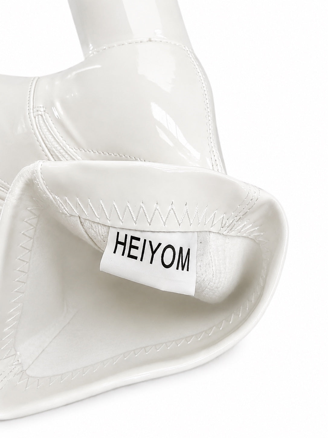 Heiyom White Ankle Go-Go Block Heel Zipper Boots (US Women's 7)