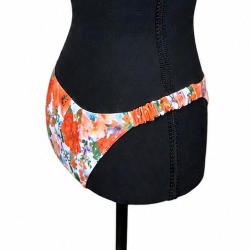 Orange, Green & Blue Watercolor Floral Bikini Bottom (XL)
