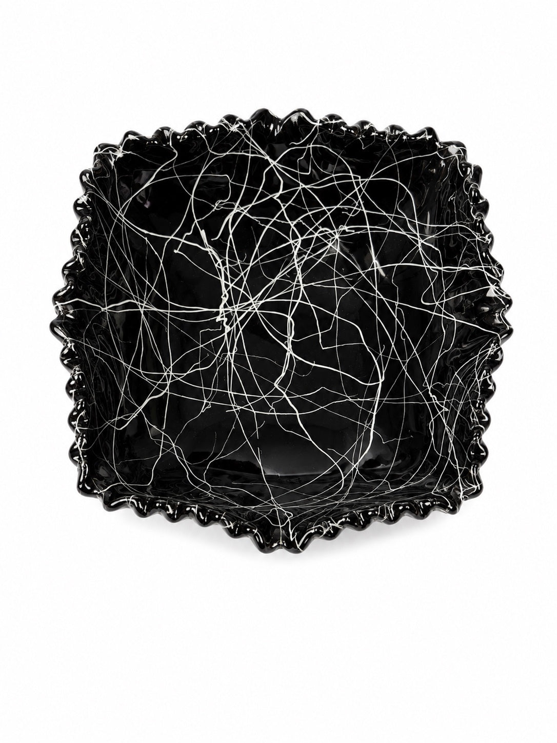 Black w/ White Webbed Dessign Deccorative Dish