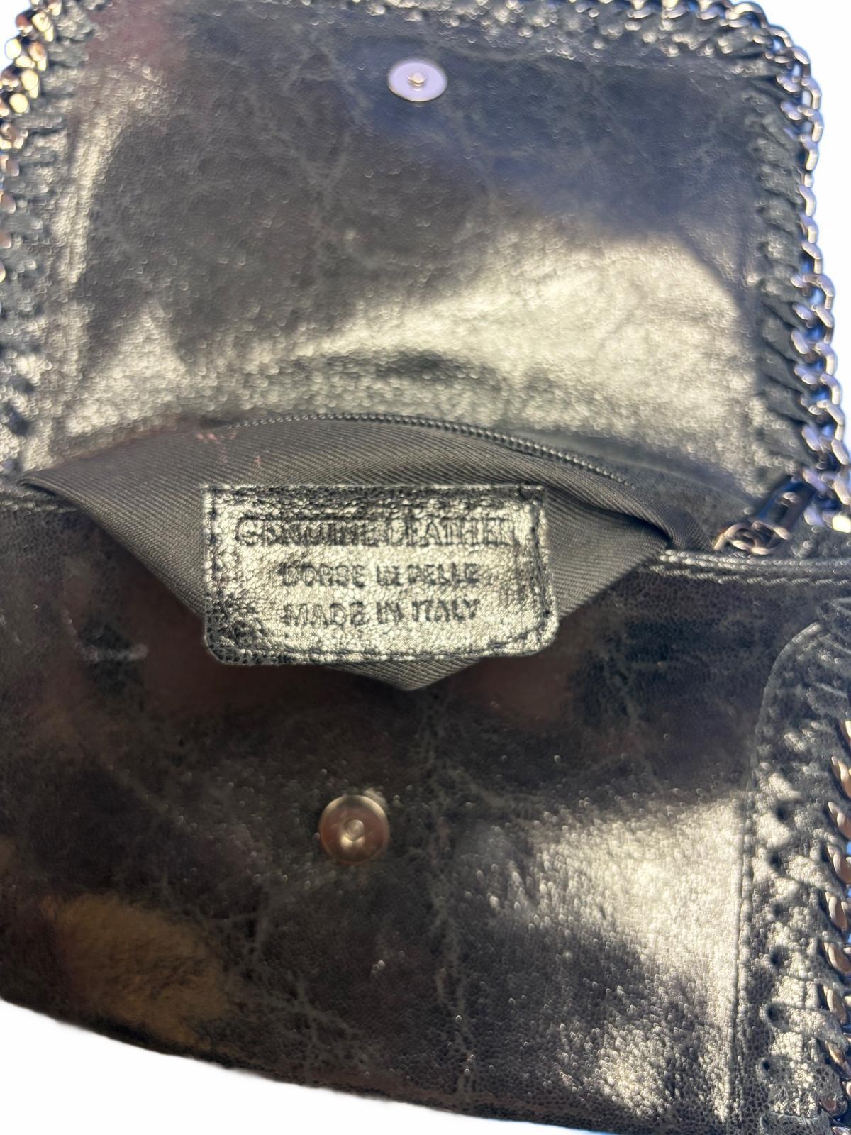 Borse in Pelle Genuine Leather Metallic Silver Chain Cross Body Bag