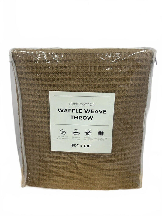 GBV Home Toffee Twin/Full Size 100% Cotton Waffle Weave Blanket (50" x 60")