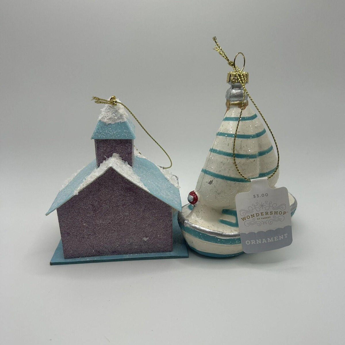Wondershop 2 Count House & Boat Ornament Set