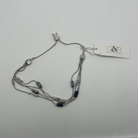 Christopher & Banks Beaded Silver & Blue Layered Bracelet