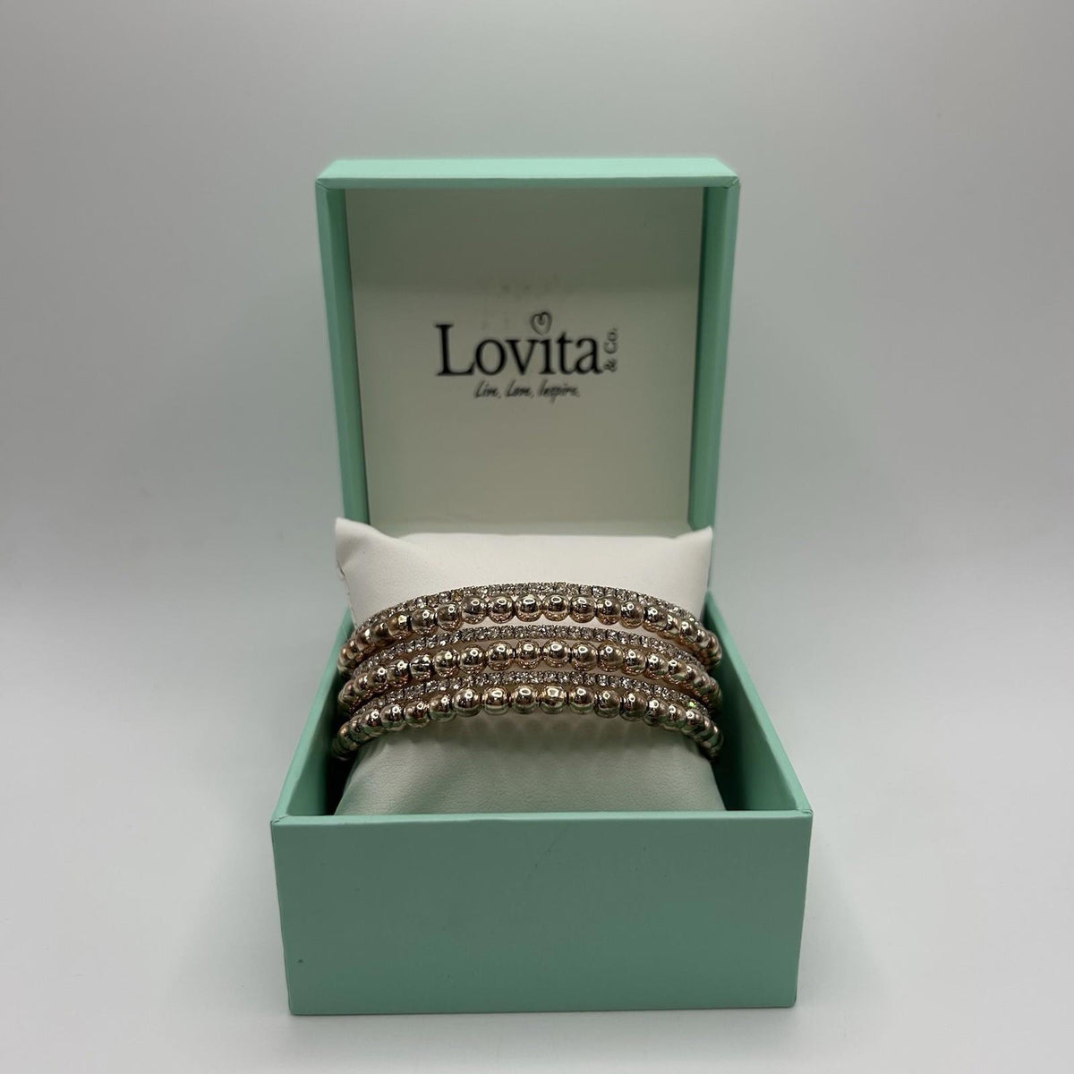 Lovita & Co. Crystal Accented 6 Layered Cuff Gold Colored Bracelet