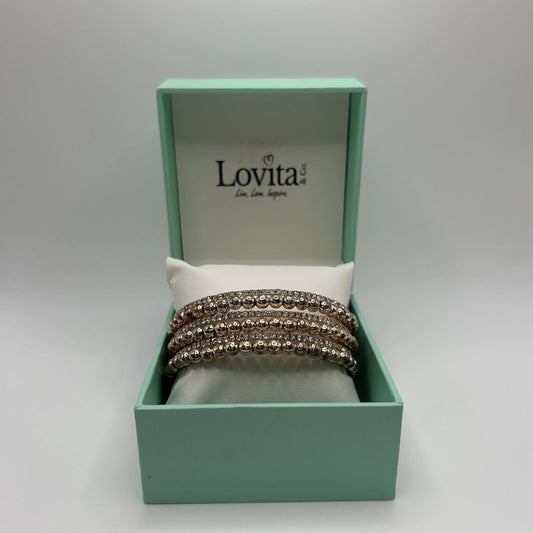 Lovita & Co. Crystal Accented 6 Layered Cuff Gold Colored Bracelet