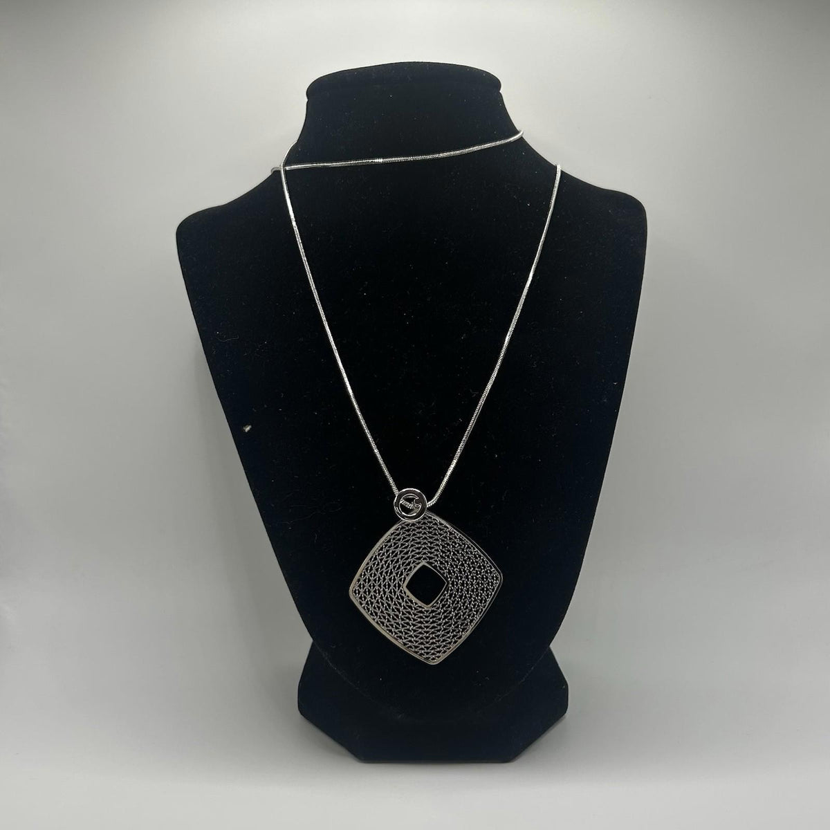 Christopher & Banks Silver Delicate Square Drop 32 in Necklace