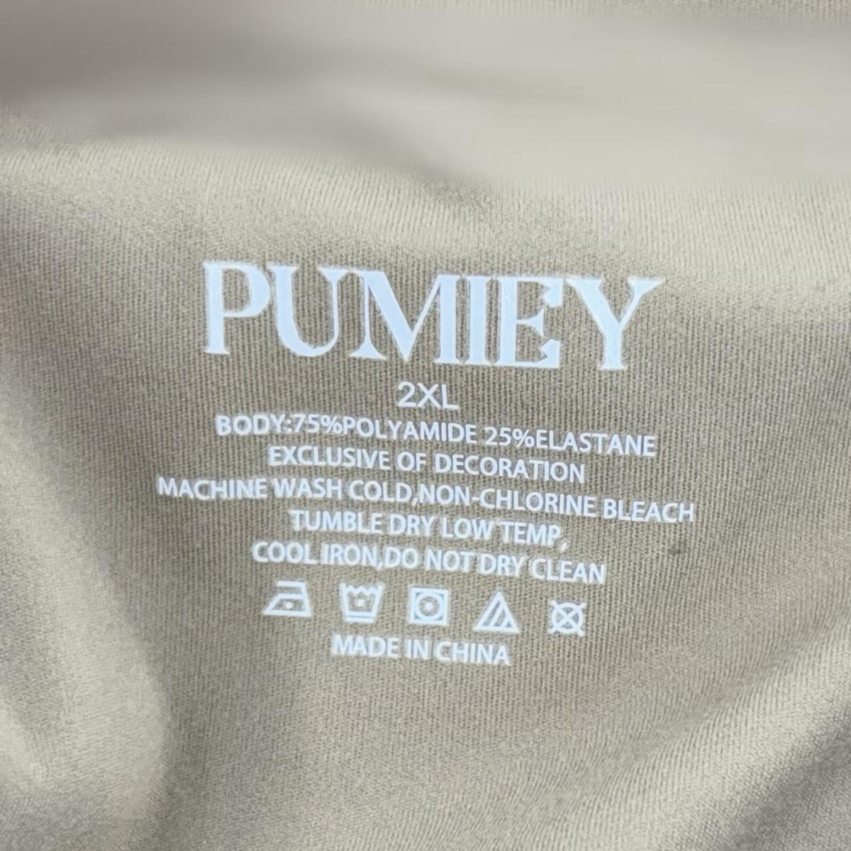 Pumiey Beige Short Sleeve Bodysuit (2XL)