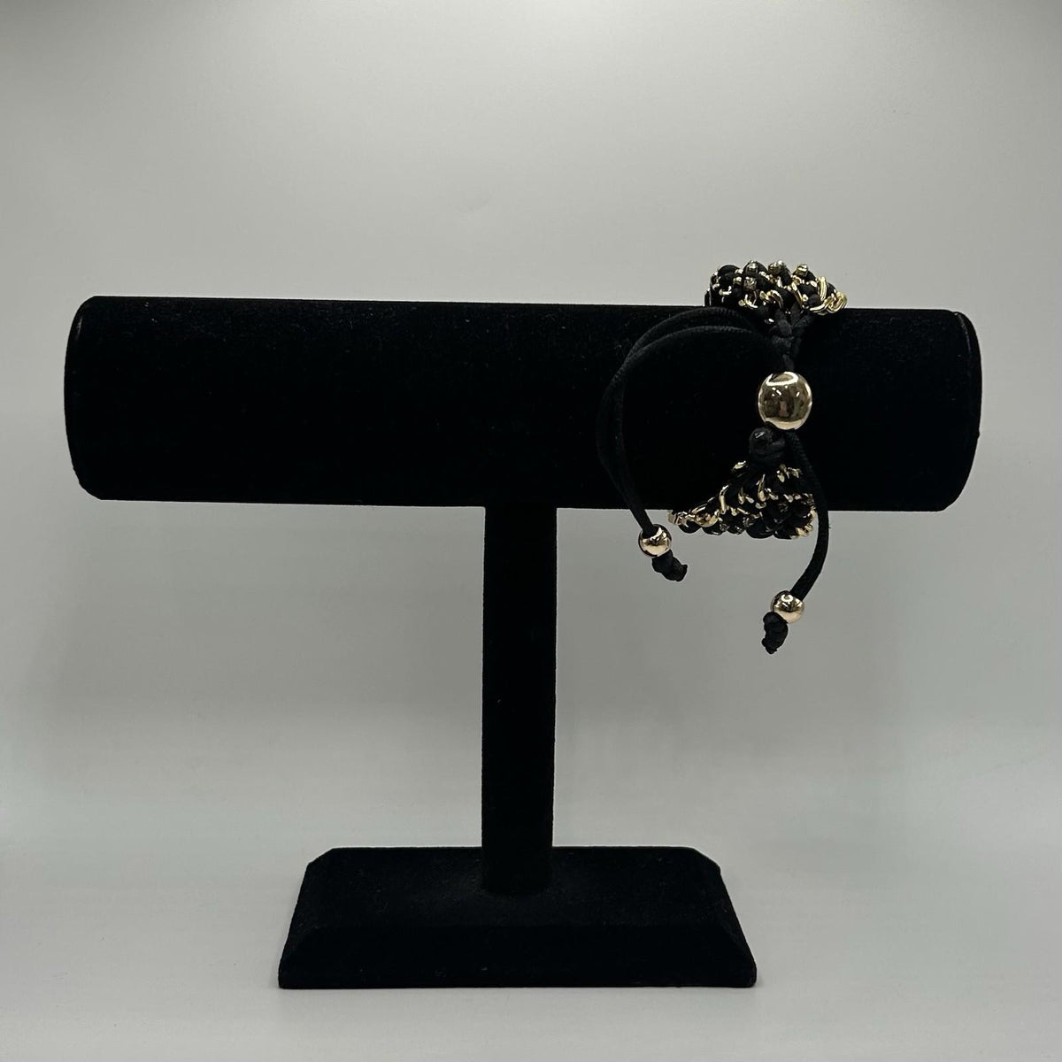Lovita & Co.  Crystal Accented 6 Layered Gold and Black Colored Tie Bracelet