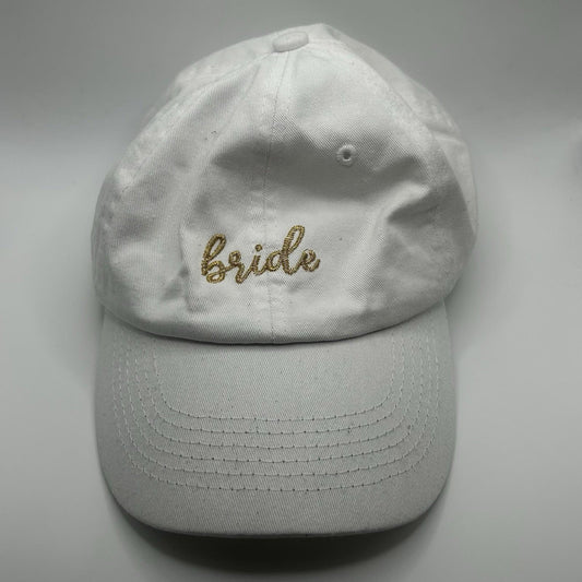 White and Gold "Bride: Baseball Hat