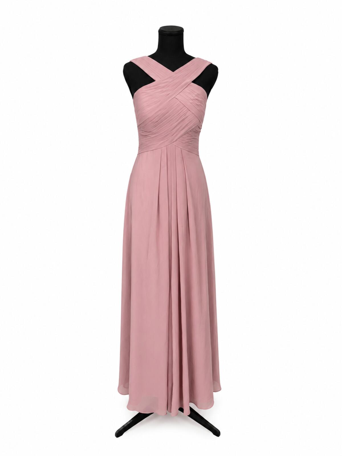 Azazie Kaleigh Dusty Rose Chiffon A-Line Pleated Bridesmaids Dress (Size 8)