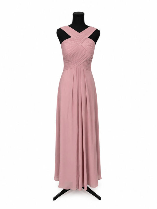 Azazie Kaleigh Dusty Rose Chiffon A-Line Pleated Bridesmaids Dress (Size 8)