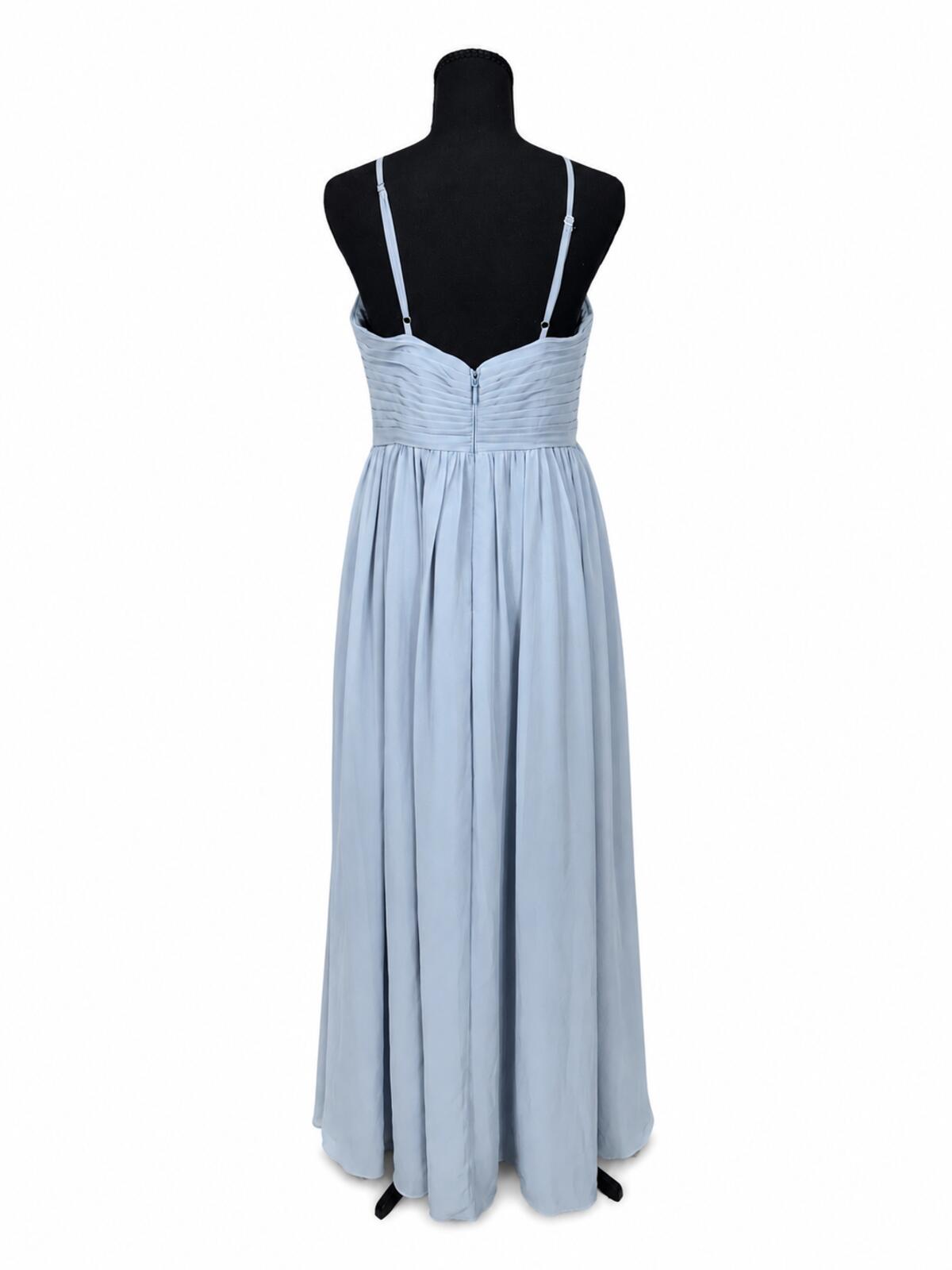 Azazie Alia Dusty Blue Chiffon A-Line Pleated Bridesmaids Dress (Size 8)