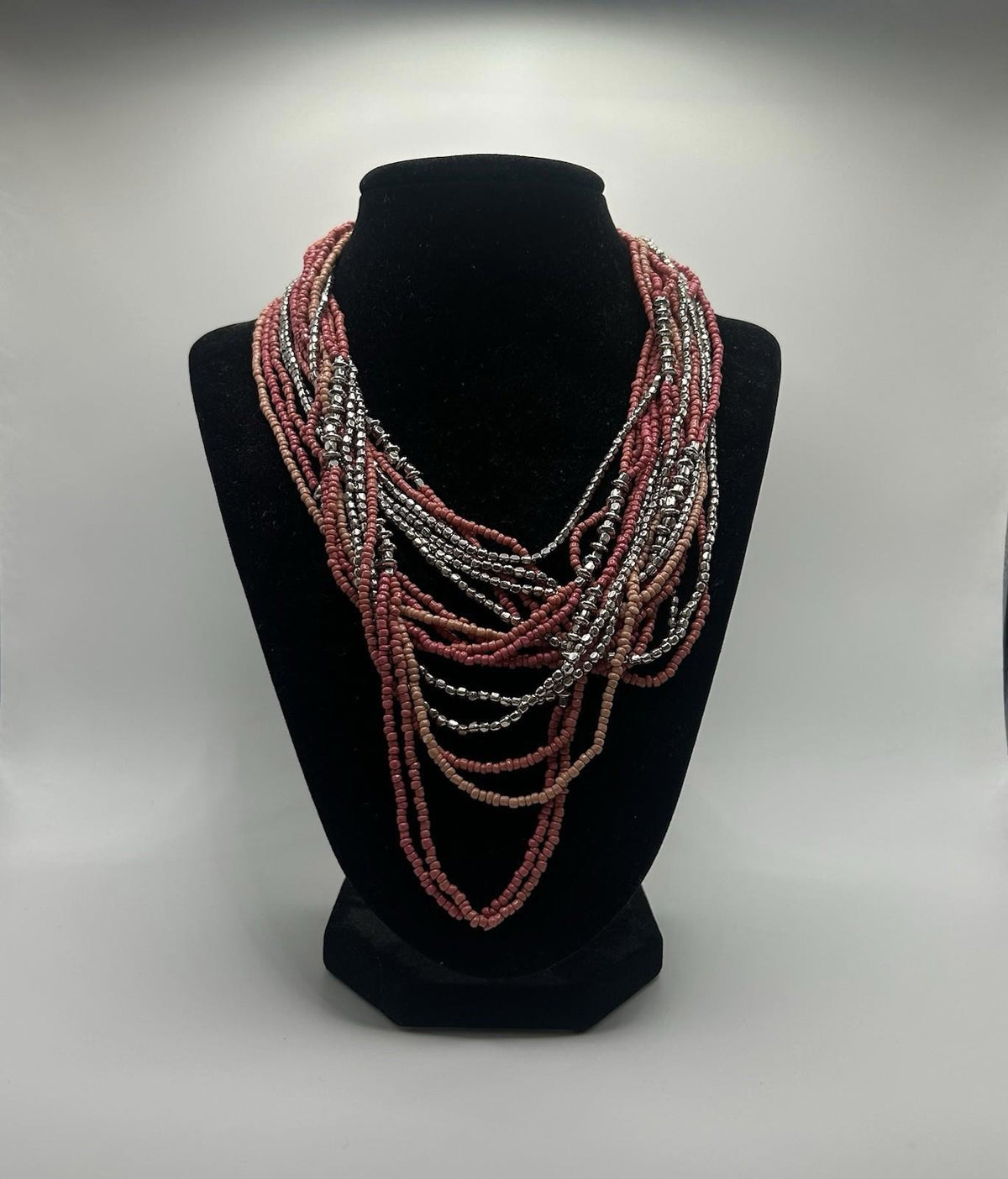 Christopher & Banks Long Layered Seed Bead Necklace, Serene Coral (One Size)