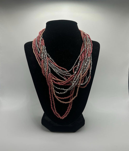 Christopher & Banks Long Layered Seed Bead Necklace, Serene Coral (One Size)