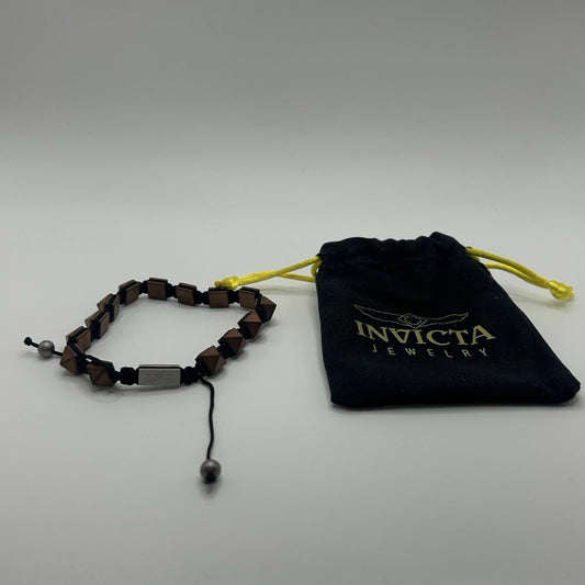 Invicta Brown Stainless Steel & Hematite Adjustable Bracelet