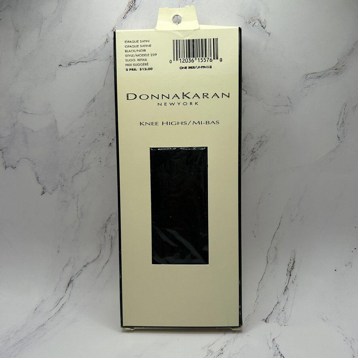 Donna Karan Opaque Satin Knee Highs (Pair) Black, Model: 229  (O/S)