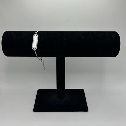 Lovita & Co. Women’s Silver & White Stone with Crystal Boarder Toggle Bracelet