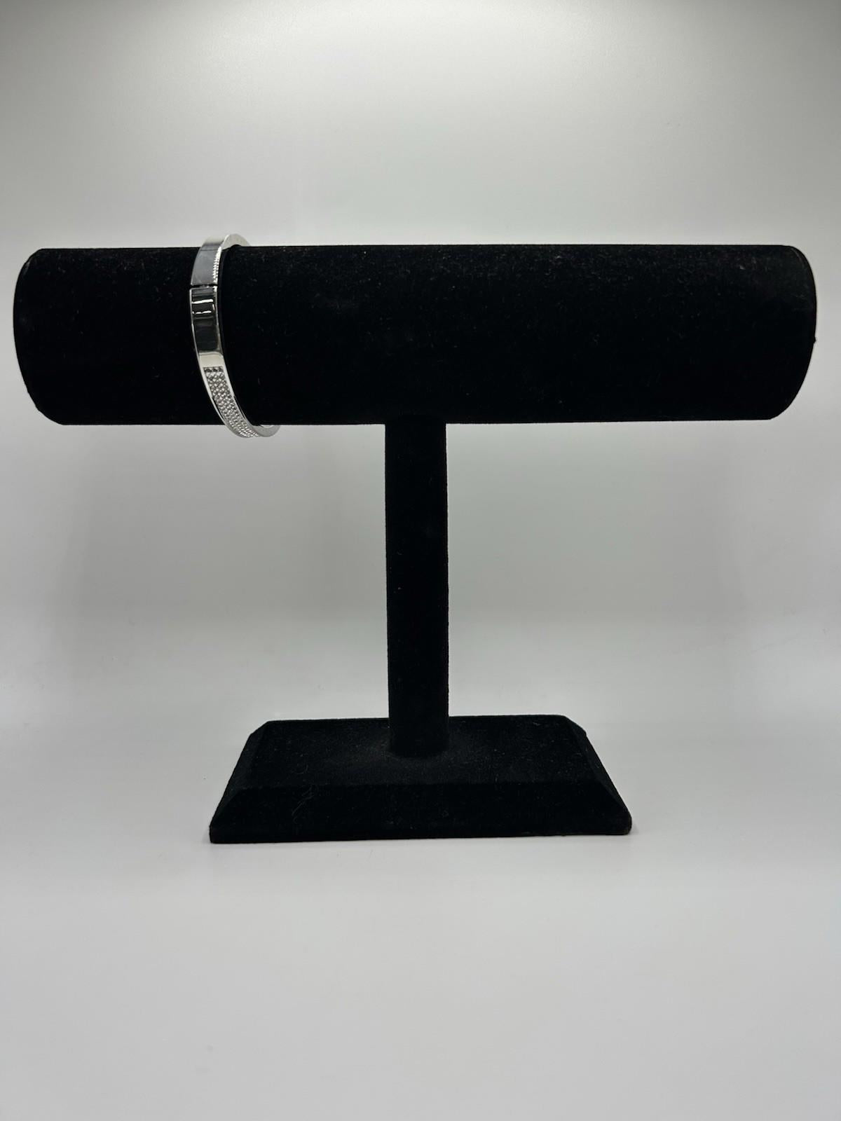 Lovita & Co. Silver Colored Metal Cuff w/ Crystal Accent Bracelet