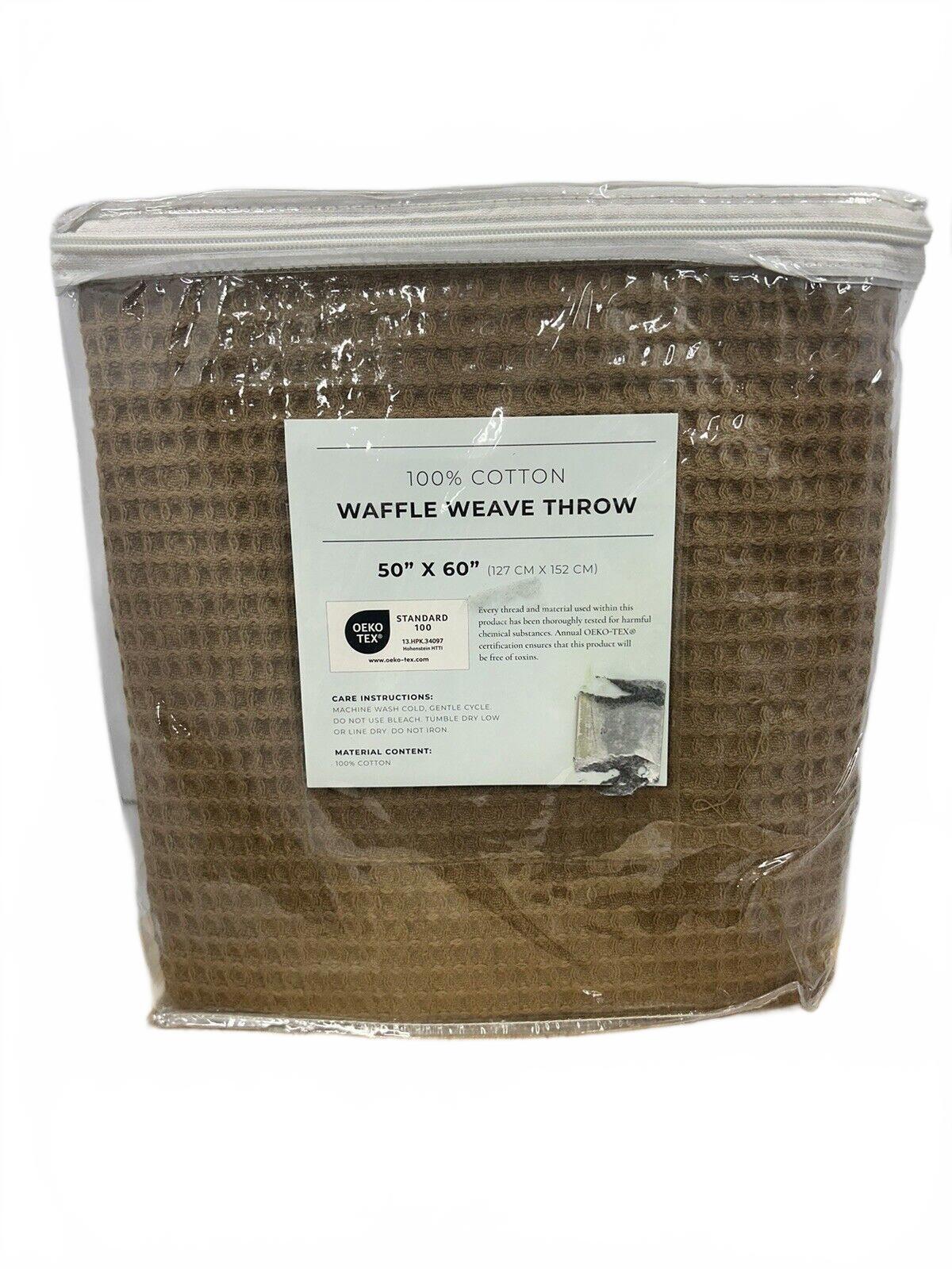 GBV Home Toffee Twin/Full Size 100% Cotton Waffle Weave Blanket (50" x 60")