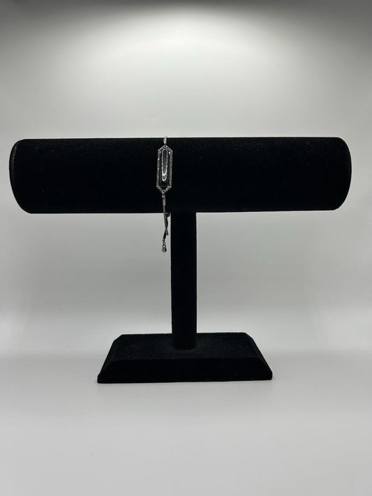 Lovita Black Stone w/ Crystal Boarder Toggle Bracelet
