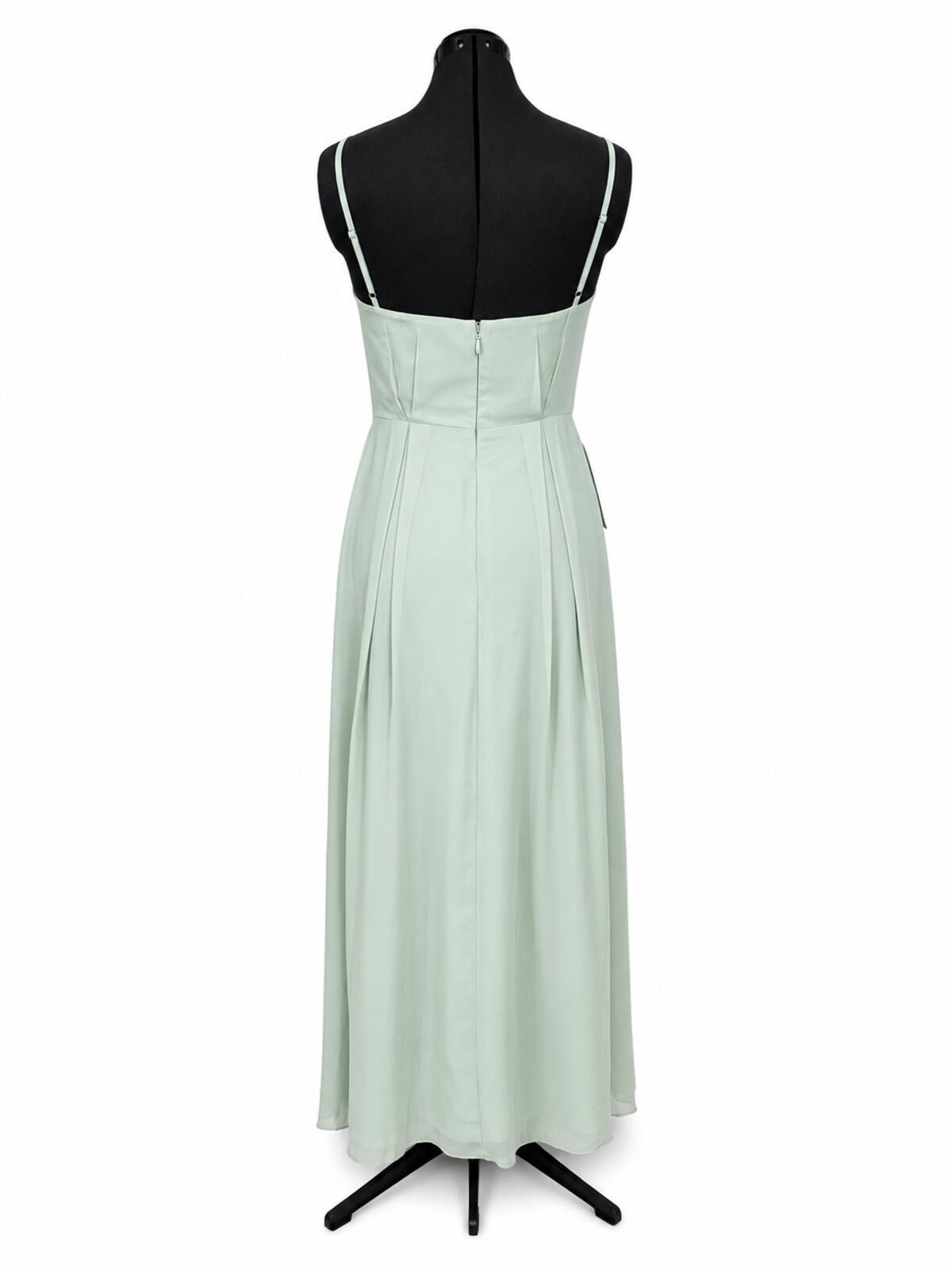 Azazie Kyedae Agave Chiffon A-Line Pleated V-Neck Bridesmaids Dress (Size 10)