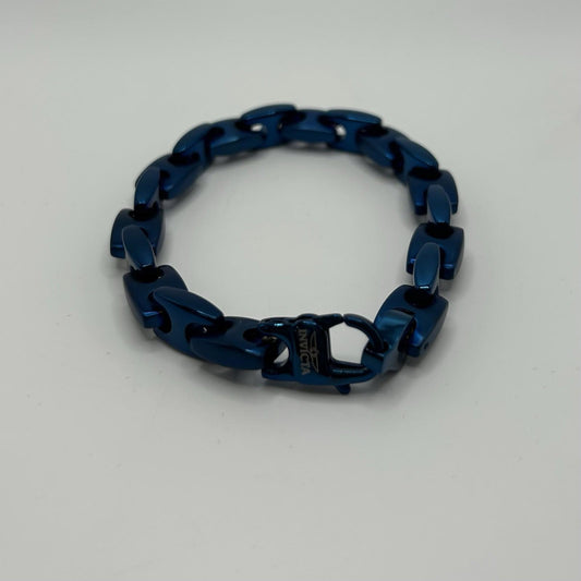 Invicta Jewelry Stainless Steel Modified Mariner Link Bracelet Blue 9.5