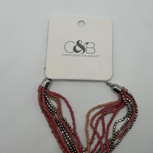 Christopher & Banks Long Layered Seed Bead Necklace, Serene Coral (One Size)
