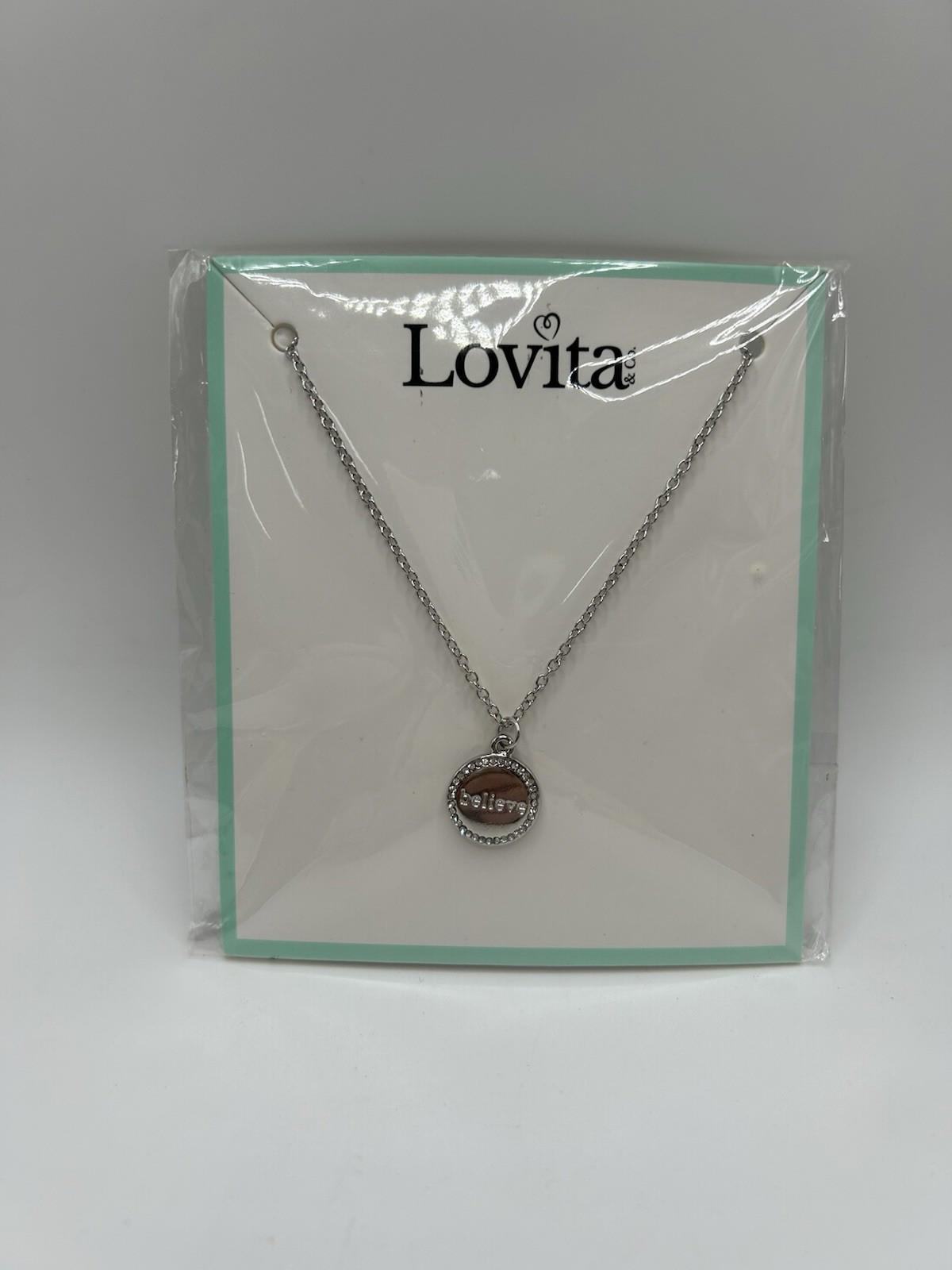 Lovita & Co. Silver Color Long Chain BELIEVE Charm Necklace