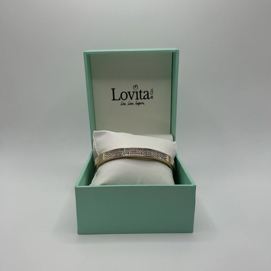 Lovita & Co.  Gold Colored Metal Cuff w/ Crystal Accent Bracelet