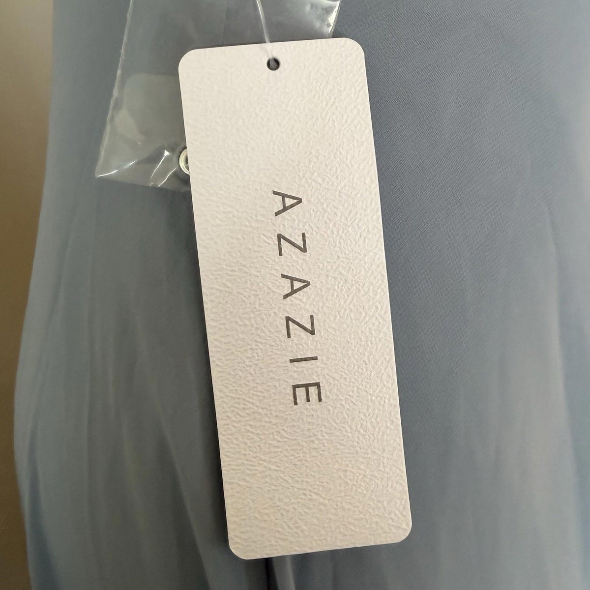 Azazie Davis Dusty Blue Chiffon A-Line V-Neck Bridesmaids Dress (Size 10)