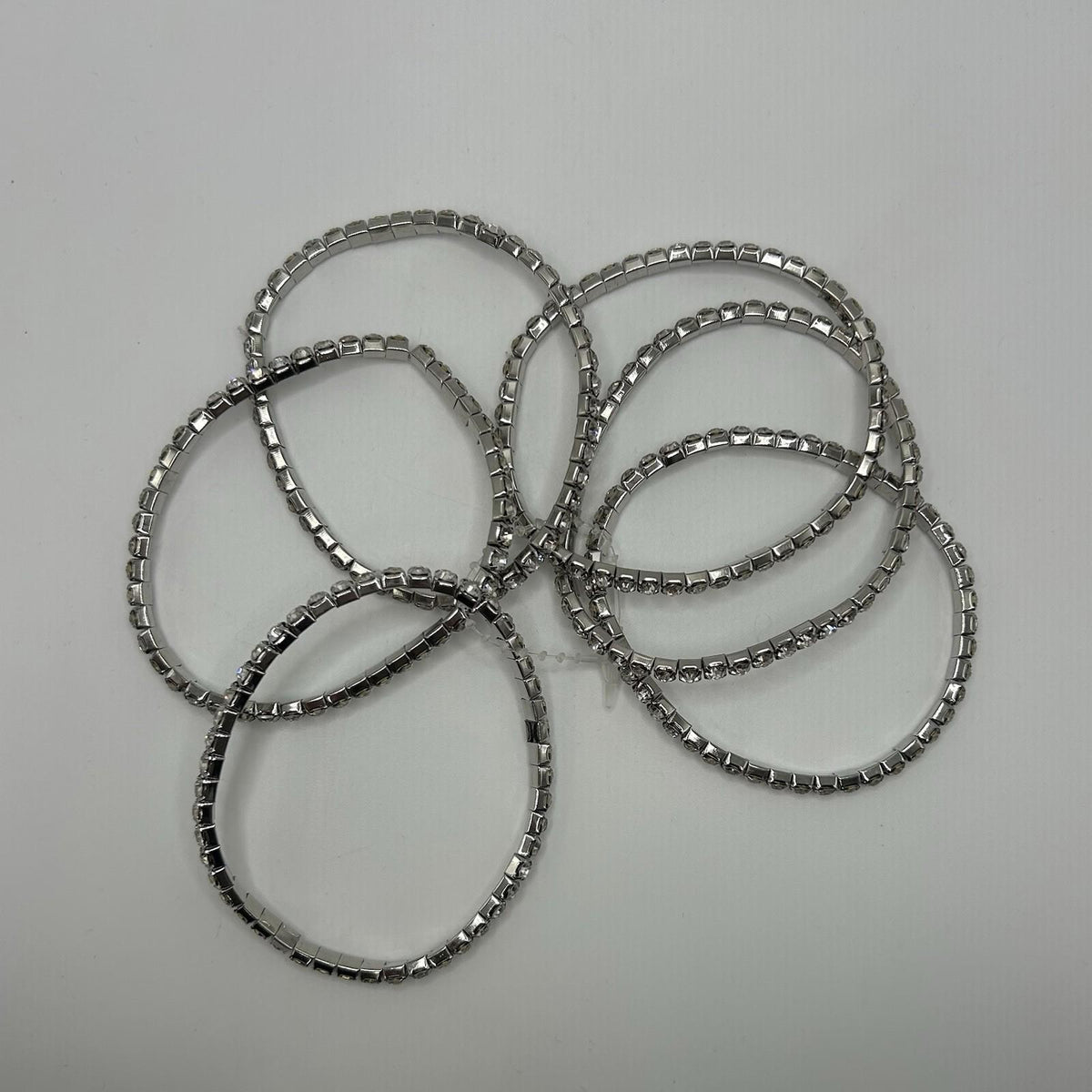 Lovita & Co. Crystal Silver Colored 6 Count Stackable Stretchy Bracelet Set